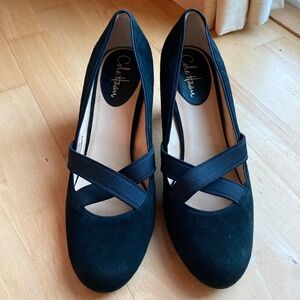 Cole Haan Nike Air Black Suede Mary Jane Pumps Women's sz 10B Medium Cone Heel